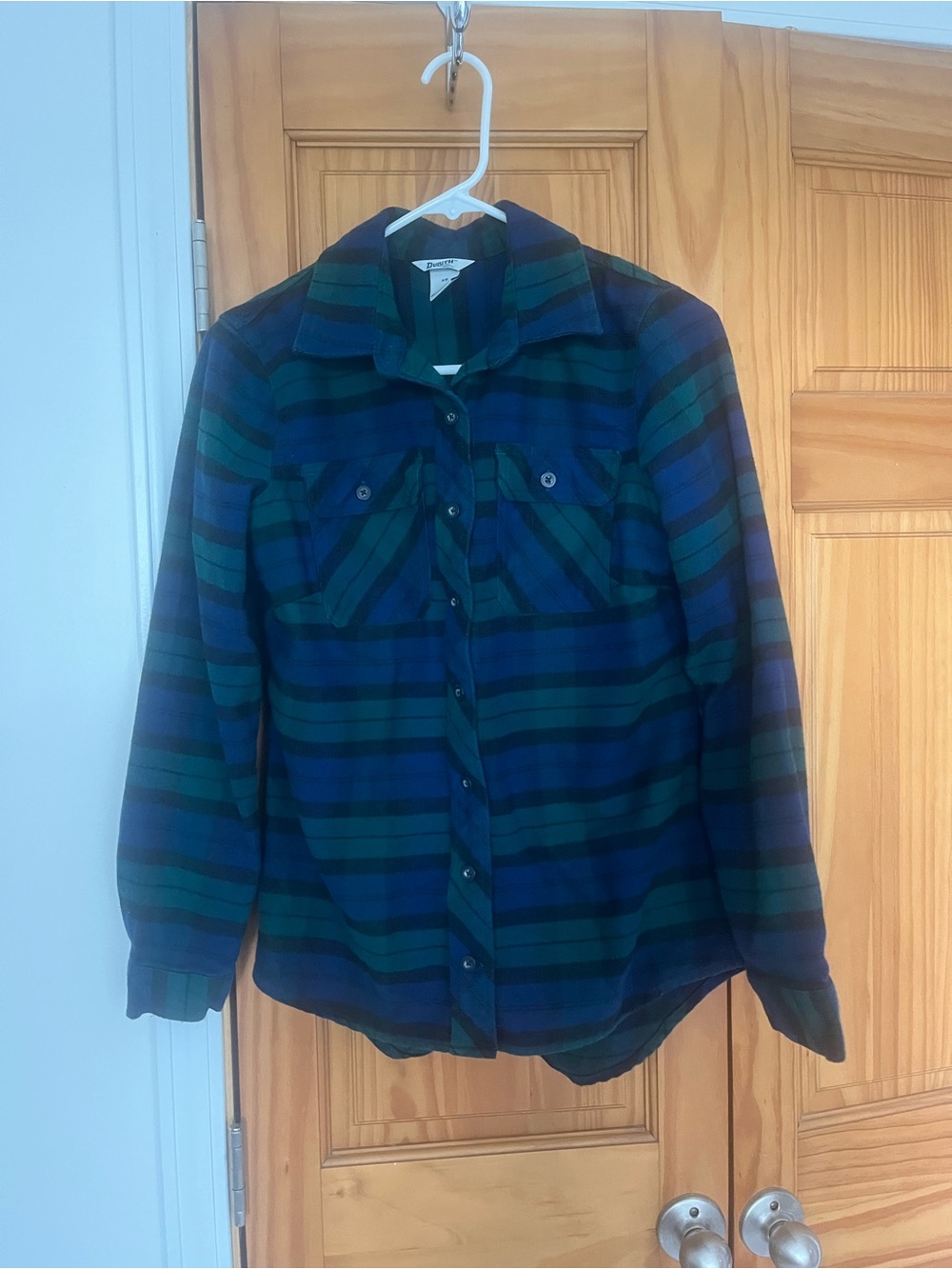 Duluth Trading Co Blue & Green Plaid Button-Down Shirt